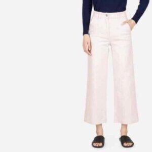 Everlane Wide Leg Cropped Blush Cotton Pants Size 2